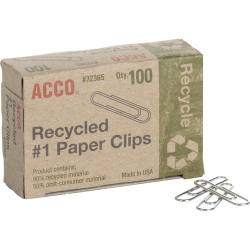 alt: Acco Recycled Paper Clips - Pack of 100